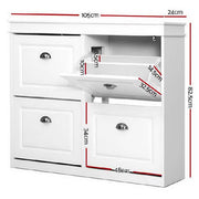 Shoe Cabinet Shoes Storage Rack Organiser White Shelf Drawer Cupboard 24 Pairs