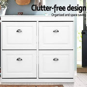 Shoe Cabinet Shoes Storage Rack Organiser White Shelf Drawer Cupboard 24 Pairs