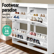 Shoe Cabinet Shoes Storage Rack Organiser White Shelf Drawer Cupboard 24 Pairs