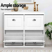Shoe Cabinet Shoes Storage Rack Organiser White Shelf Drawer Cupboard 24 Pairs