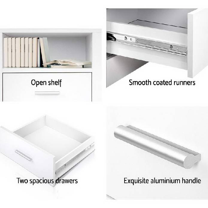 Artiss Bedside Tables Drawers Storage Cabinet Drawers Side Table White