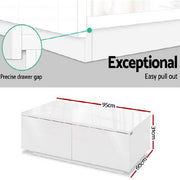 Artiss Modern Coffee Table 4 Storage Drawers High Gloss Living Room Furniture White