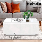 Artiss Modern Coffee Table 4 Storage Drawers High Gloss Living Room Furniture White