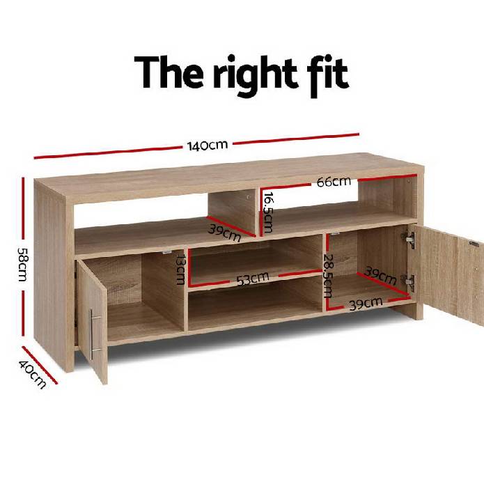 Artiss TV Cabinet Entertainment Unit Stand Storage Shelf Sideboard 140cm Oak