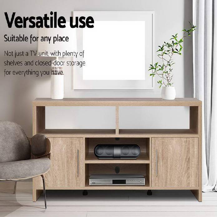 Artiss TV Cabinet Entertainment Unit Stand Storage Shelf Sideboard 140cm Oak