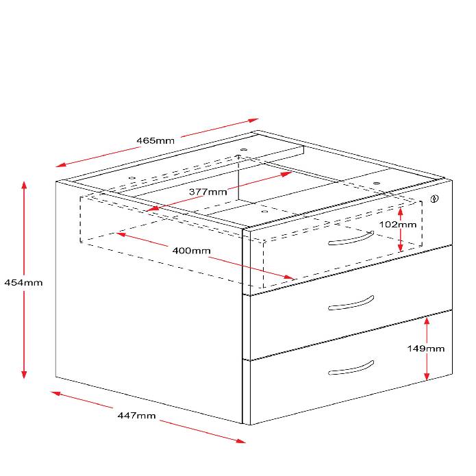 Rapidline 3 Personal Drawer Fixed Under Desk Pedestal