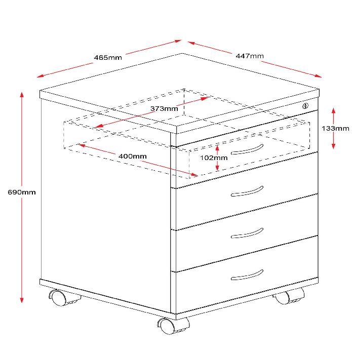 Rapidline Mobile Pedestal 4 Personal Drawers