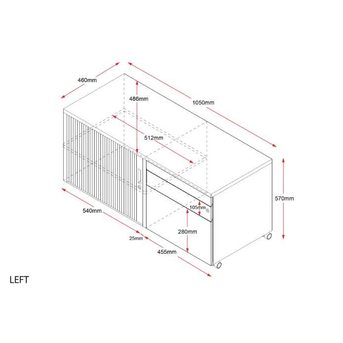 Rapidline Mobile Caddy Unit - Left Hand Tambour Door