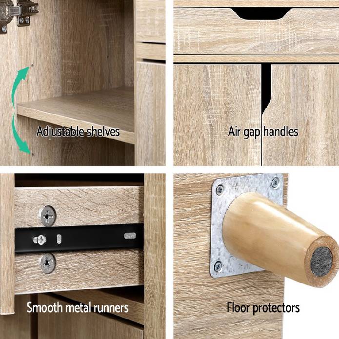 Artiss Shoe Cabinet Shoes Storage Rack 120cm Organiser Drawer Cupboard Wood