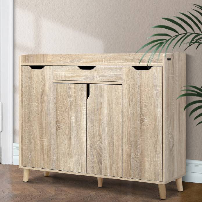 Artiss Shoe Cabinet Shoes Storage Rack 120cm Organiser Drawer Cupboard Wood