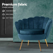 Artiss Armchair Lounge Chair Accent Retro Armchairs Lounge Shell Velvet Navy