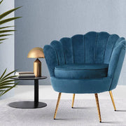 Artiss Armchair Lounge Chair Accent Retro Armchairs Lounge Shell Velvet Navy