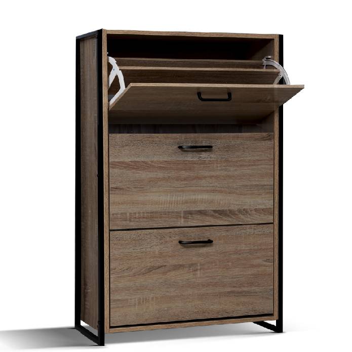 Artiss Shoe Cabinet Shoes Storage Rack Wooden Organiser Up to 24 Pairs Shelf Cupboard Metal Frame