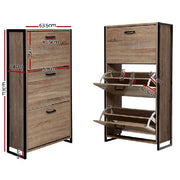 Artiss Shoe Cabinet Shoes Storage Rack Wooden Organiser Up to 24 Pairs Shelf Cupboard Metal Frame
