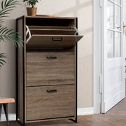 Artiss Shoe Cabinet Shoes Storage Rack Wooden Organiser Up to 24 Pairs Shelf Cupboard Metal Frame