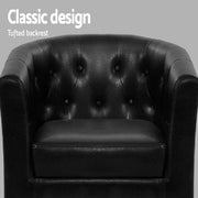 Artiss Armchair Lounge Chair Ottoman Tub Accent Chairs PU Leather Sofa Armchairs Black
