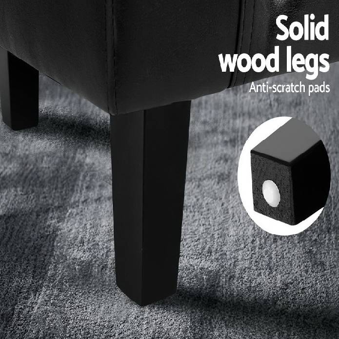 Artiss Armchair Lounge Chair Ottoman Tub Accent Chairs PU Leather Sofa Armchairs Black