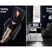 Artiss Recliner Chair Adjustable Sofa Lounge Soft Suede Armchair Couch Charcoal