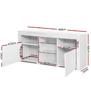 Artiss TV Cabinet Entertainment Unit Stand RGB LED Gloss Furniture 160cm