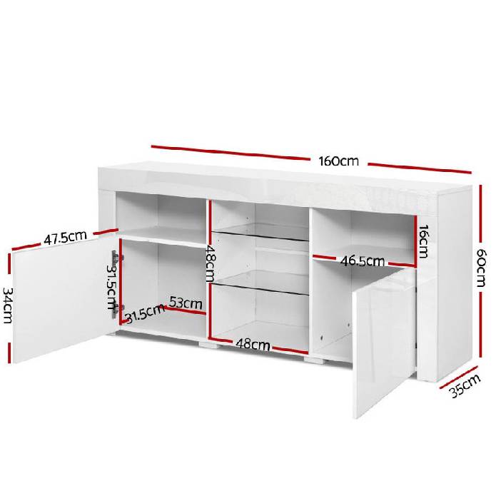 Artiss TV Cabinet Entertainment Unit Stand RGB LED Gloss Furniture 160cm