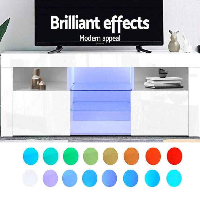 Artiss TV Cabinet Entertainment Unit Stand RGB LED Gloss Furniture 160cm