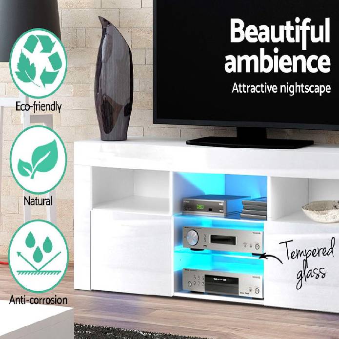 Artiss TV Cabinet Entertainment Unit Stand RGB LED Gloss Furniture 160cm