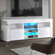 Artiss TV Cabinet Entertainment Unit Stand RGB LED Gloss Furniture 160cm WHITE