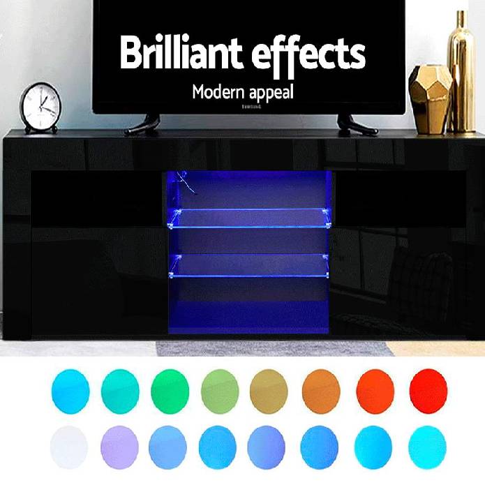 Artiss TV Cabinet Entertainment Unit Stand RGB LED Gloss Furniture 160cm