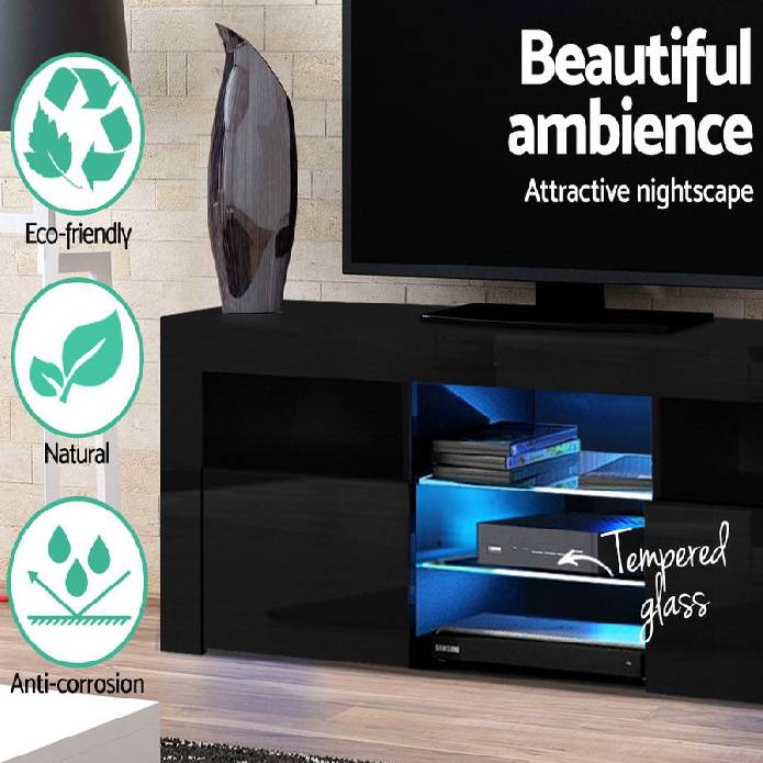 Artiss TV Cabinet Entertainment Unit Stand RGB LED Gloss Furniture 160cm