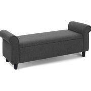 Artiss Storage Ottoman Blanket Box 126cm Linen Fabric Arm Foot Stool Couch Large Grey