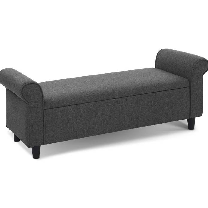 Artiss Storage Ottoman Blanket Box 126cm Linen Fabric Arm Foot Stool Couch Large Grey