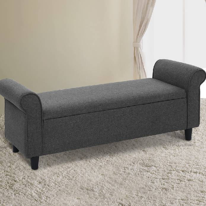 Artiss Storage Ottoman Blanket Box 126cm Linen Fabric Arm Foot Stool Couch Large