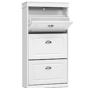 Shoe Cabinet Shoes Storage Rack White Organiser Shelf Cupboard 18 Pairs Drawer