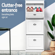 Shoe Cabinet Shoes Storage Rack White Organiser Shelf Cupboard 18 Pairs Drawer