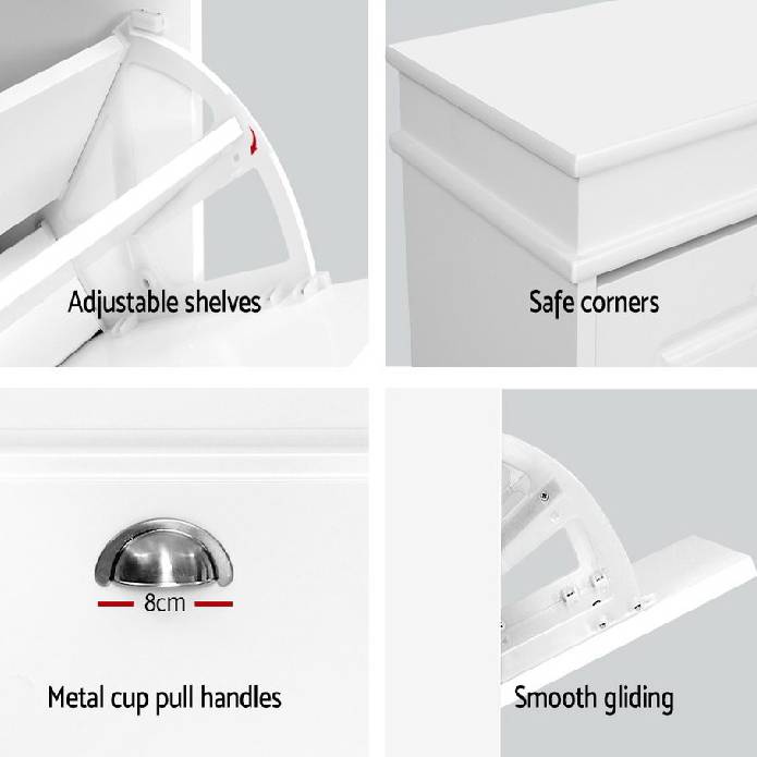 Shoe Cabinet Shoes Storage Rack White Organiser Shelf Cupboard 18 Pairs Drawer