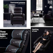 Artiss Luxury Recliner Chair Chairs Lounge Armchair Sofa Leather Cover Brown