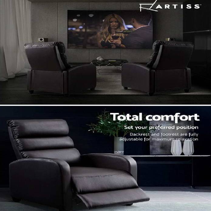Artiss Luxury Recliner Chair Chairs Lounge Armchair Sofa Leather Cover Brown
