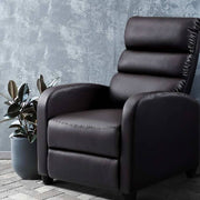 Artiss Luxury Recliner Chair Chairs Lounge Armchair Sofa Leather Cover Brown