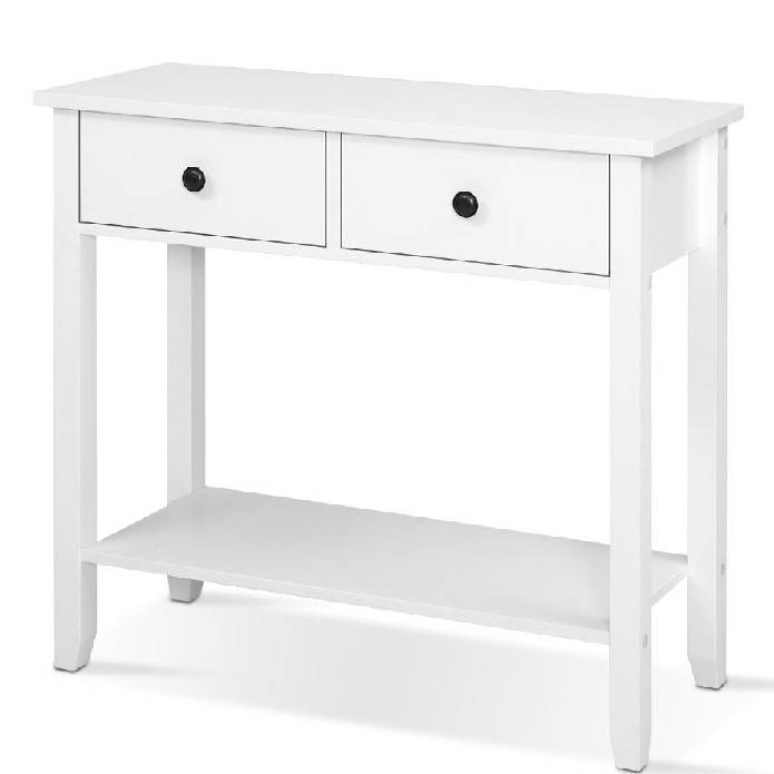 Hallway Console Table Hall Side Entry 2 Drawers Display White Desk Furniture