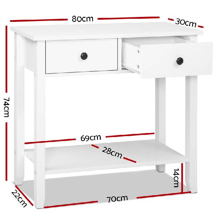 Hallway Console Table Hall Side Entry 2 Drawers Display White Desk Furniture