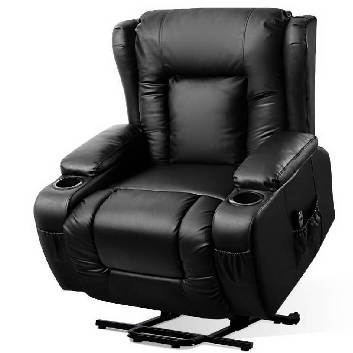 Artiss Electric Recliner Chair Lift Heated Massage Chairs Fabric Lounge Sofa Black
