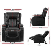 Artiss Electric Recliner Chair Lift Heated Massage Chairs Fabric Lounge Sofa