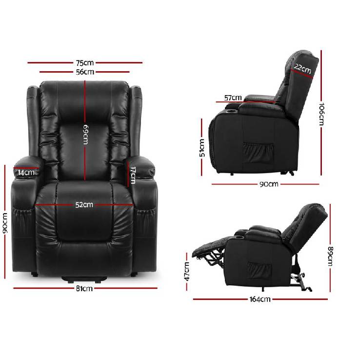 Artiss Electric Recliner Chair Lift Heated Massage Chairs Fabric Lounge Sofa