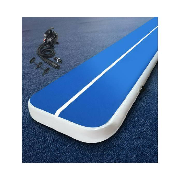 Everfit Inflatable Air Track Mat 20cm Thick With Pump Tumbling Gymnastics Blue