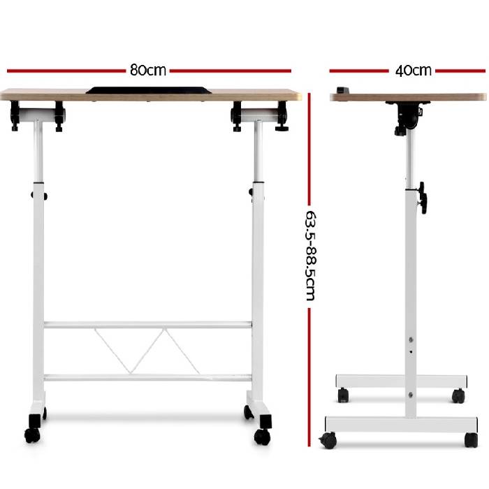 Portable Mobile Laptop Computer Desk With Height Adjustable Stand