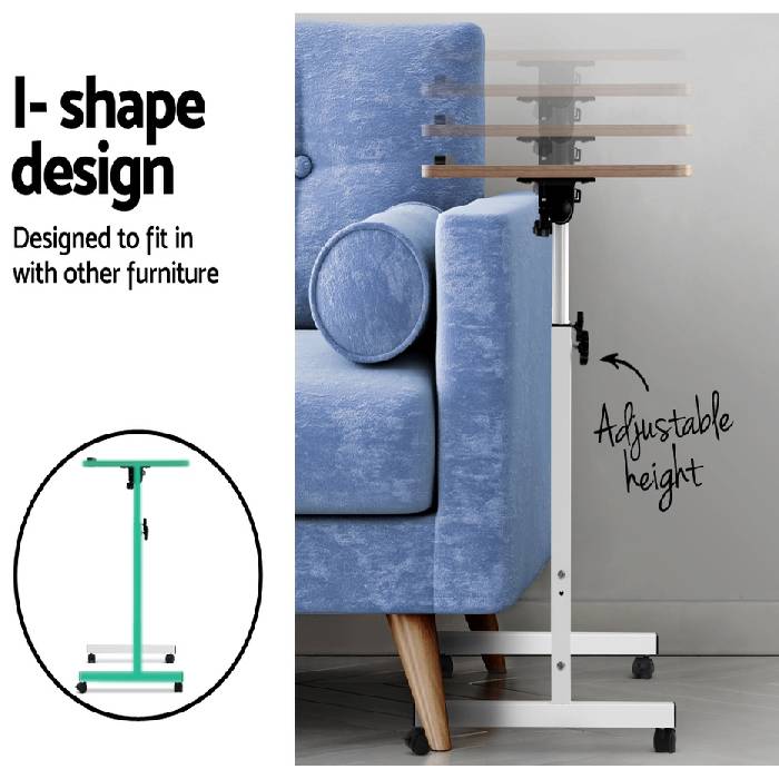 Portable Mobile Laptop Computer Desk With Height Adjustable Stand