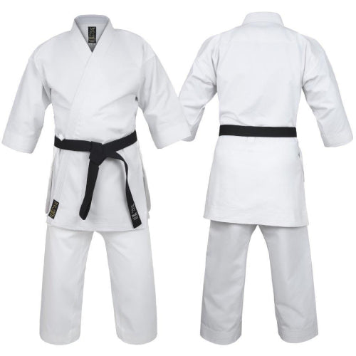 White karate uniform With Black belt
