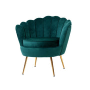 Artiss Armchair Lounge Chair Accent Armchairs Retro Lounge Accent Chair Single Sofa Velvet Shell Back Sea Green