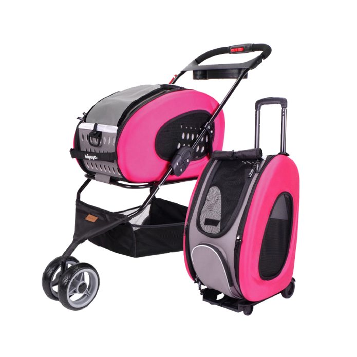 Two Pink Color Ibiyaya 5-In-1 Combo Eva Pet Carrier/Stroller     
