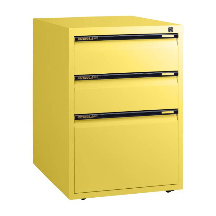Statewide Mobile Pedestals 2 Personal 1 File Drawer - 675h x 467w x 610d Lemon Yellow